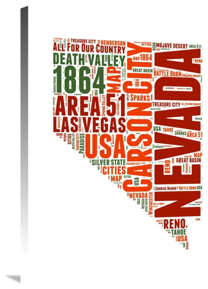 "Nevada Word Cloud Map" Fine Art Print