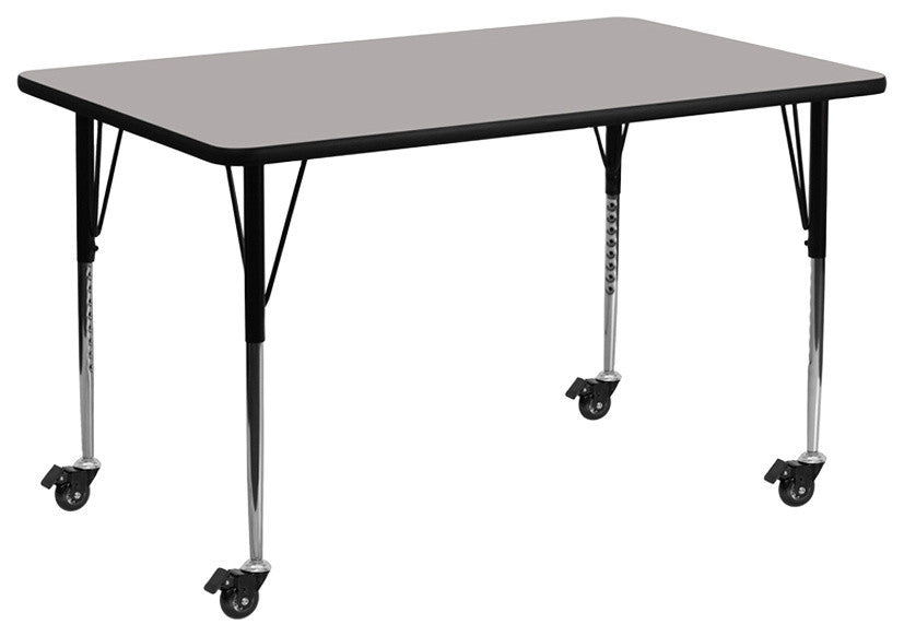 Mobile 24''Wx60''L Gray Hp Laminate Activity Table-Adjustable Legs