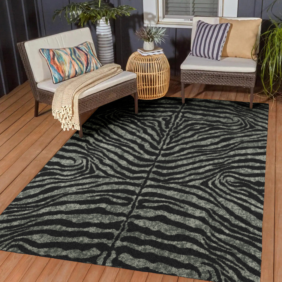 Indoor/Outdoor Mali ML1 Midnight Machine Washable 3' x 5' Rug