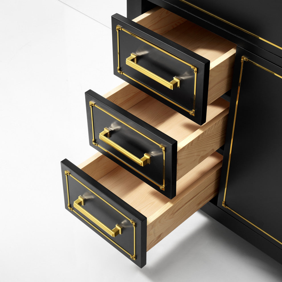 The Monaco Bathroom Vanity, Black Onyx, 60", Double Sink, Freestanding