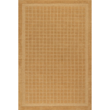 Fritz Checkered Wool Area Rug, Golden Yellow 5' x 8'