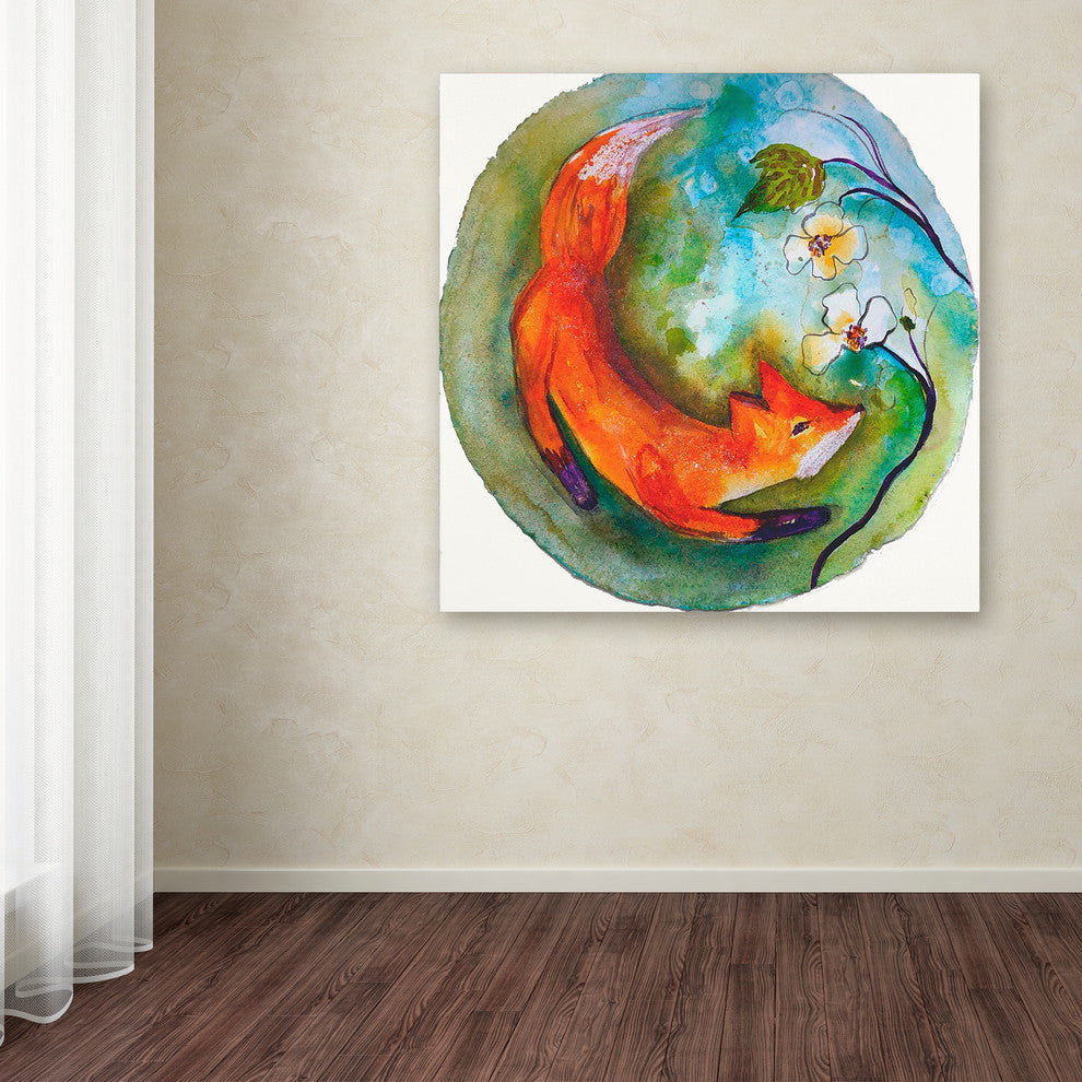 Wyanne 'Fox In The Round' Canvas Art, 14"x14"