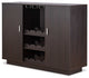 Espresso Wood Finish Wine And Stemware Cabinet
