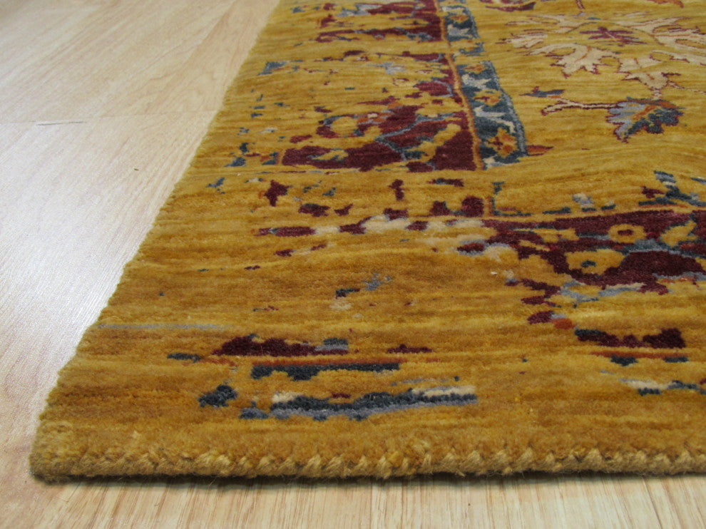 EORC Gold Wool Bohemian Oushak Rug 8'9x11'9