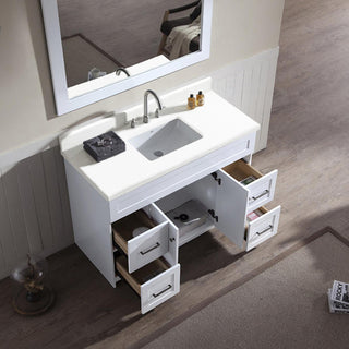 Hamlet 49" Single Sink Vanity Set, White, With Mirror, Quartz Countertop