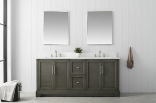 Vanity Art Bathroom Vanity With Sink & Top, Silver Grey, 72" (Double Sink), Engineered Marble