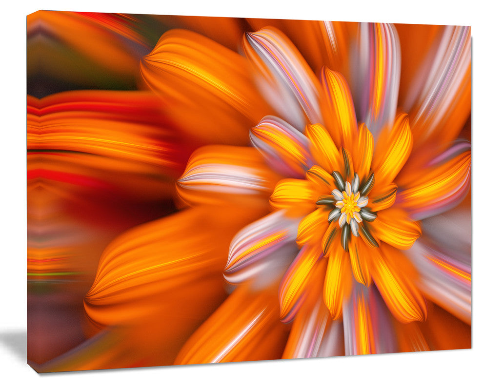 Massive Orange Fractal Flower, Floral Canvas Art Print, 40"x30"
