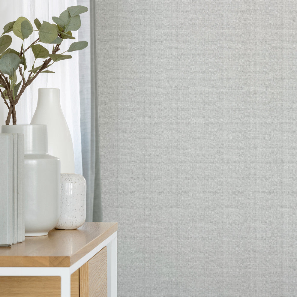 Linen Flat White Wallpaper