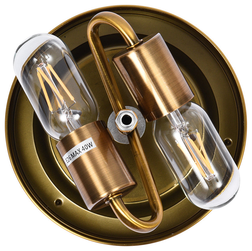 Modern 2-Light Water Pattern Flush Mount, Gold