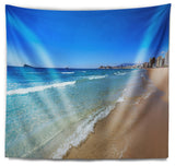Benidorm Poniente Beach Waves Seascape Wall Tapestry, 60"x50"