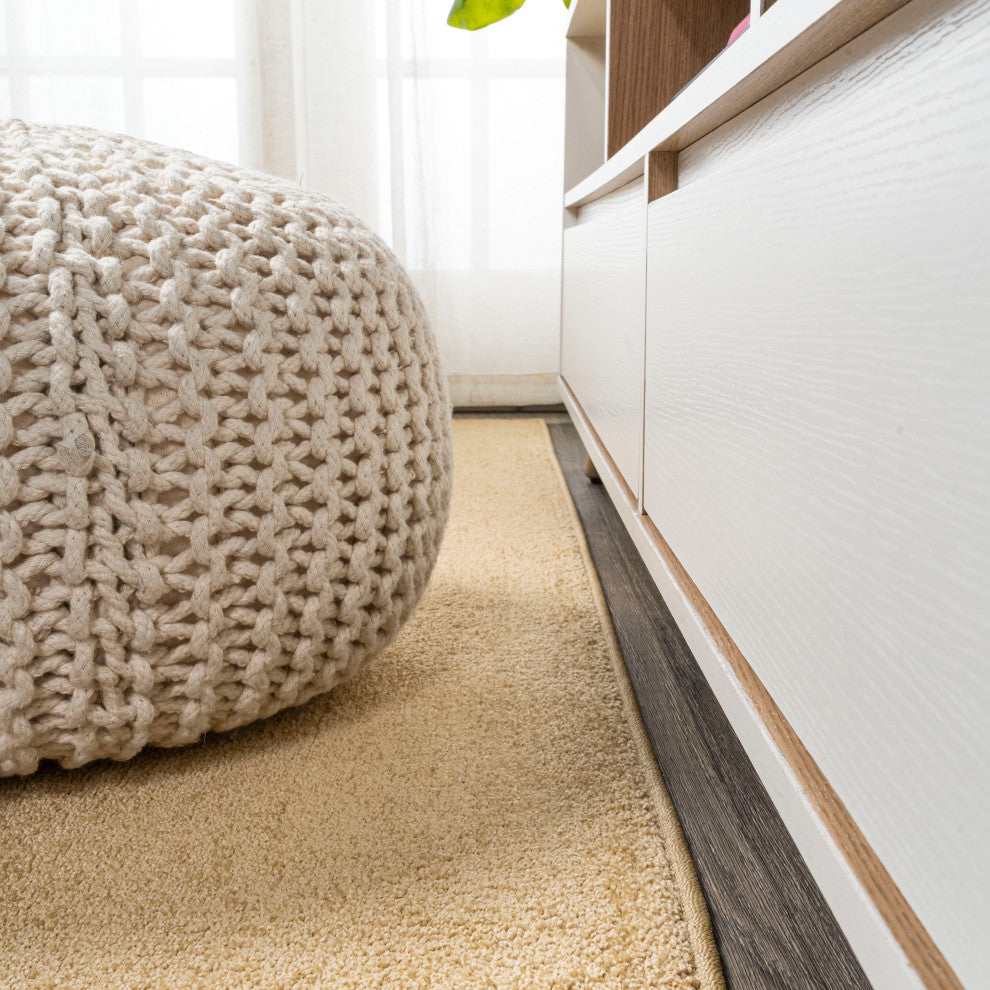 Haze Solid Low-Pile Runner Rug, Mustard, 2'x8'