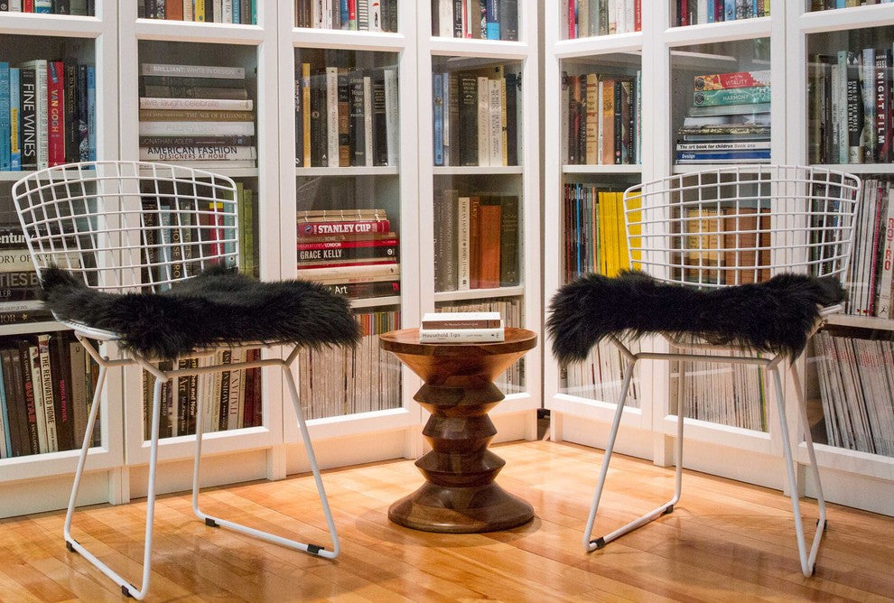 HomeRoots Black Natural Sheepskin Chair Seat Cover