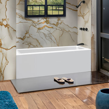 Acrylic Apron Soaking Bathtub, White, 54"x30", Right, Without Drain