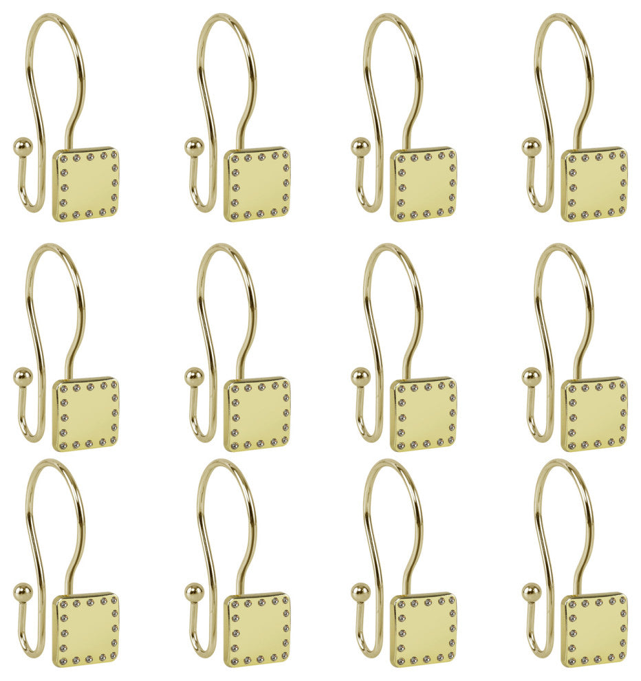 Utopia Alley Shower Hooks - Double Shower Curtain Rings for Bathroom, Gold
