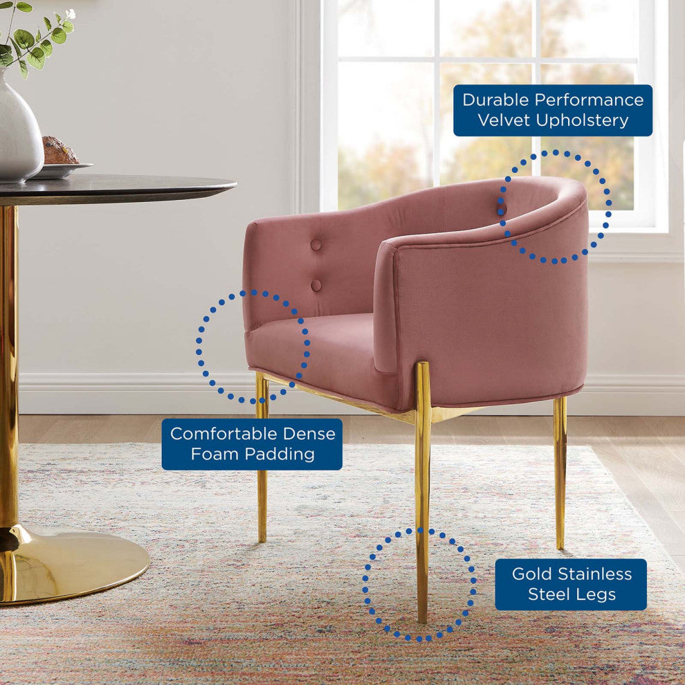 Savour Tufted Performance Velvet Accent Chairs Set of 2 Dusty Rose