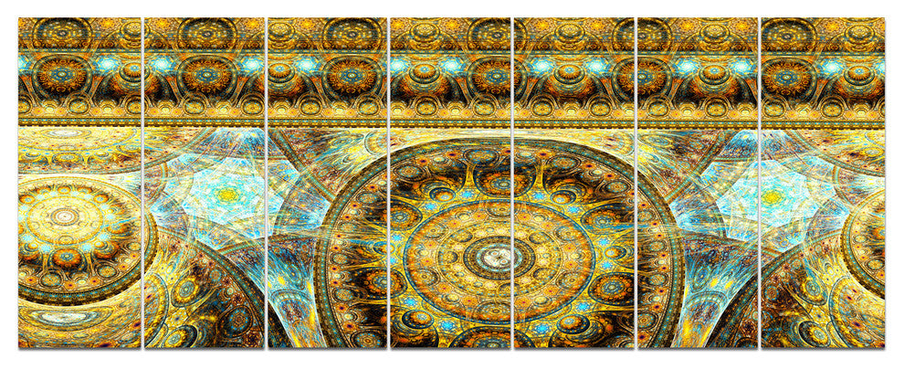 Brown Extraterrestrial Life Cells, Floral Canvas Art Print, 83"x32", 7 Panels