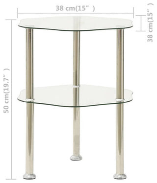 vidaXL Side Table 2-Tier End Coffee Table with Shelf Transparent Tempered Glass