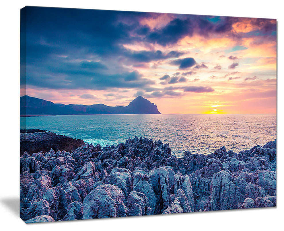 "Spring Sunset Over Monte Cofano" Landscape Photo Wall Art, 20"x12"