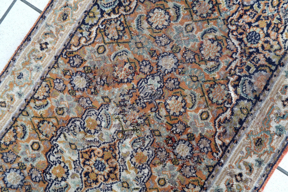 Handmade Vintage Indo-Tabriz runner 1.9'x5.8', 60cmx177cm 1970s