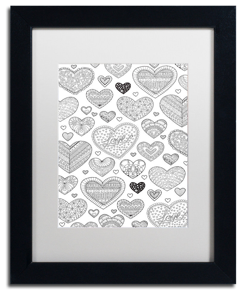 Hello Angel 'Hearts on Hearts' Art, Black Frame, White Mat, 14x11