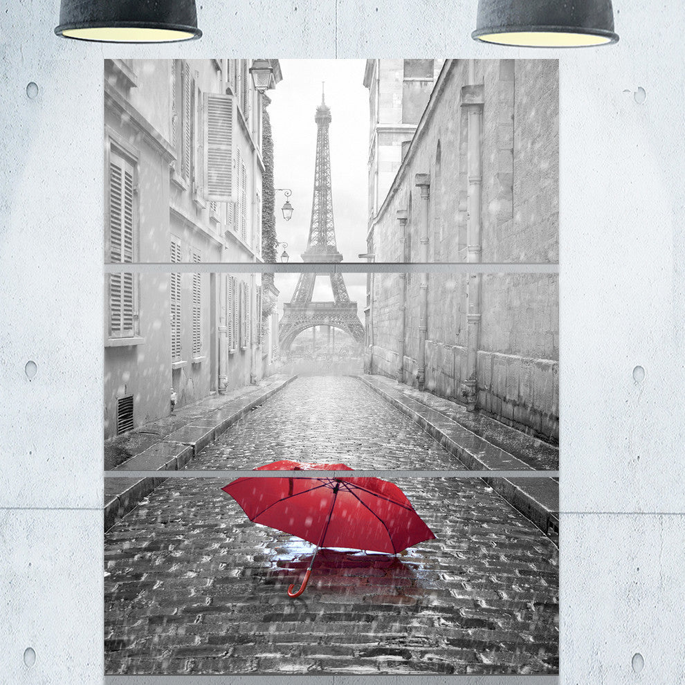 "Eiffel View from Paris Street" Photo Metal Wall Art, 3 Panels, 28"x36"