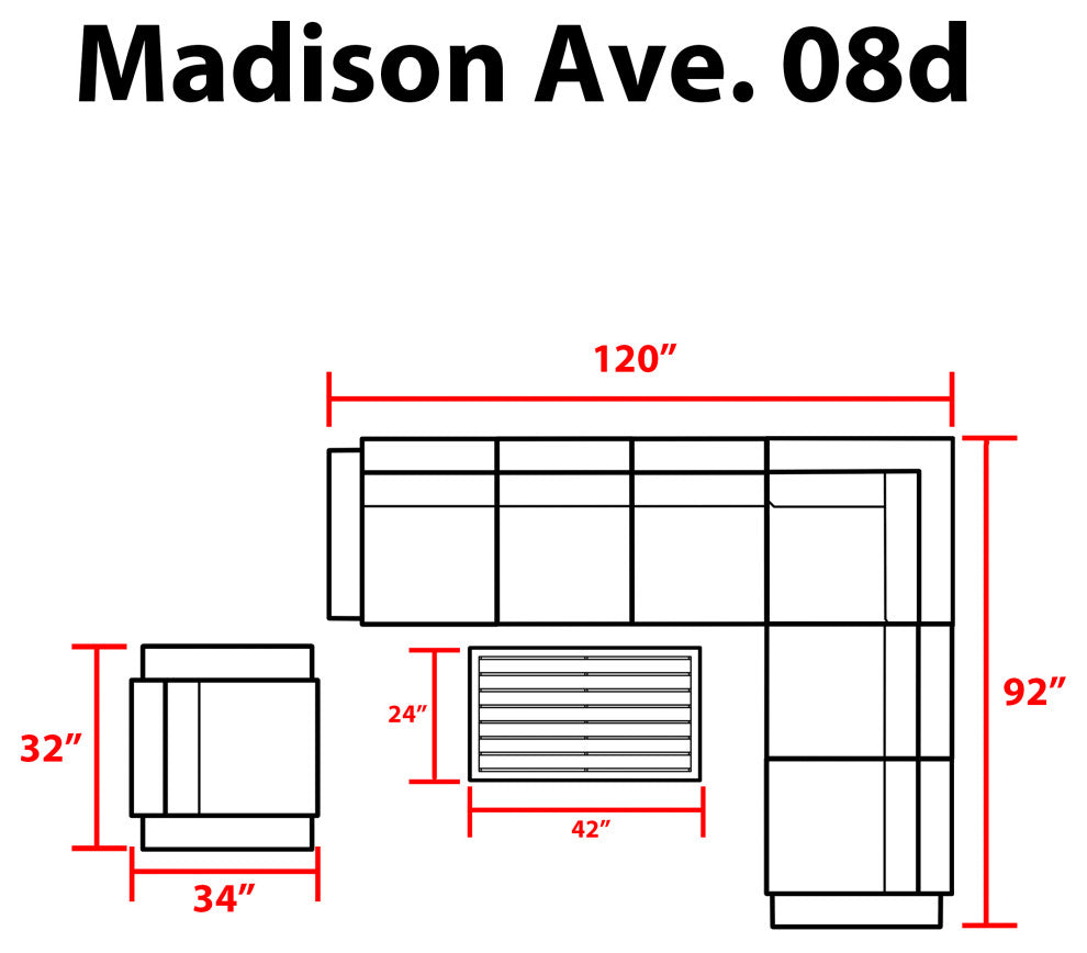 kathy ireland Madison Ave. 8 Piece Aluminum Patio Furniture Set 08d, Midnight