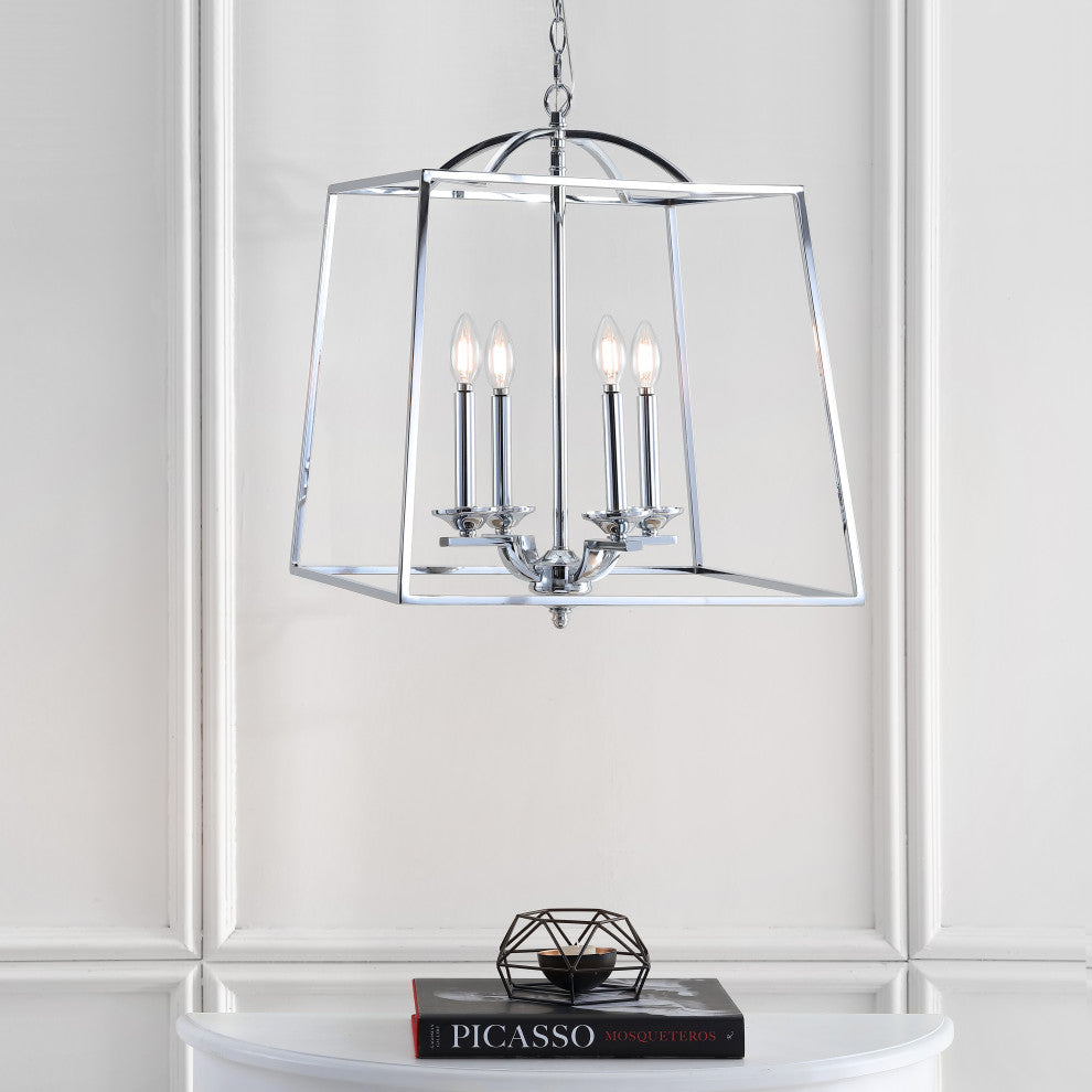 Gloria Metal LED Pendant, Chrome, 19"