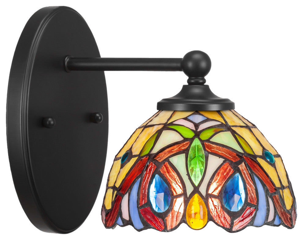 Capri 1-Light Wall Sconce, Matte Black/Lynx Art