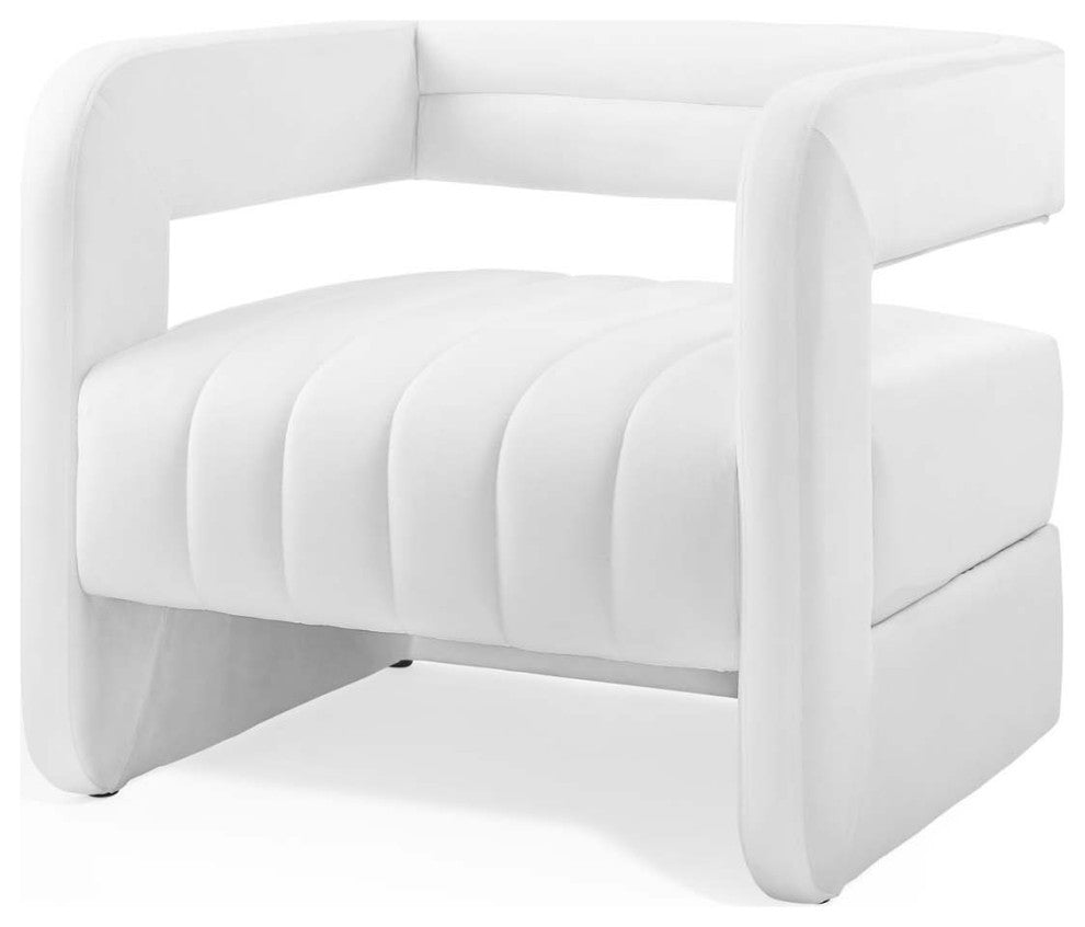 Armchair Accent Chair, Set of 2, Velvet, White, Modern, Lounge Hospitality