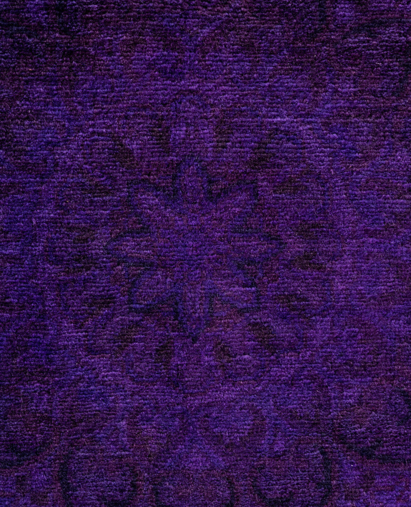 Overdyed One-of-a-Kind Hand-Knotted Area Rug Purple, 6' 8" x 6' 8"