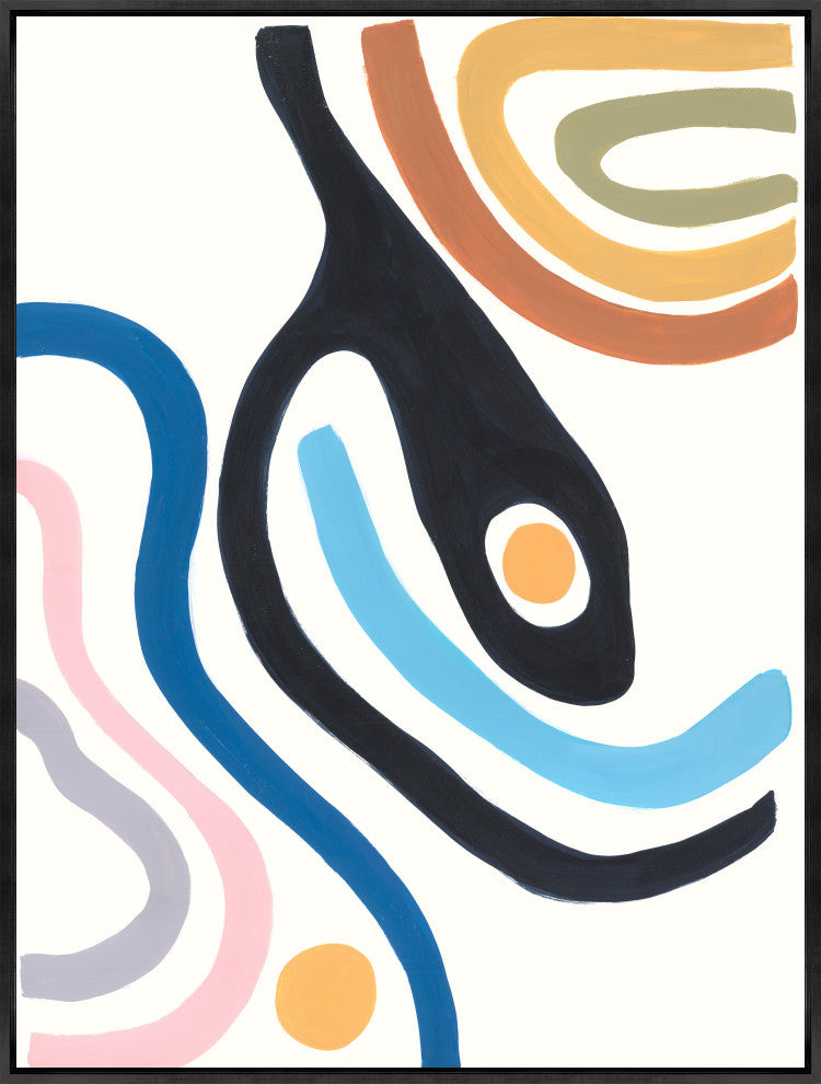 30x40 Colorful Lines II, Framed Artwork, Black