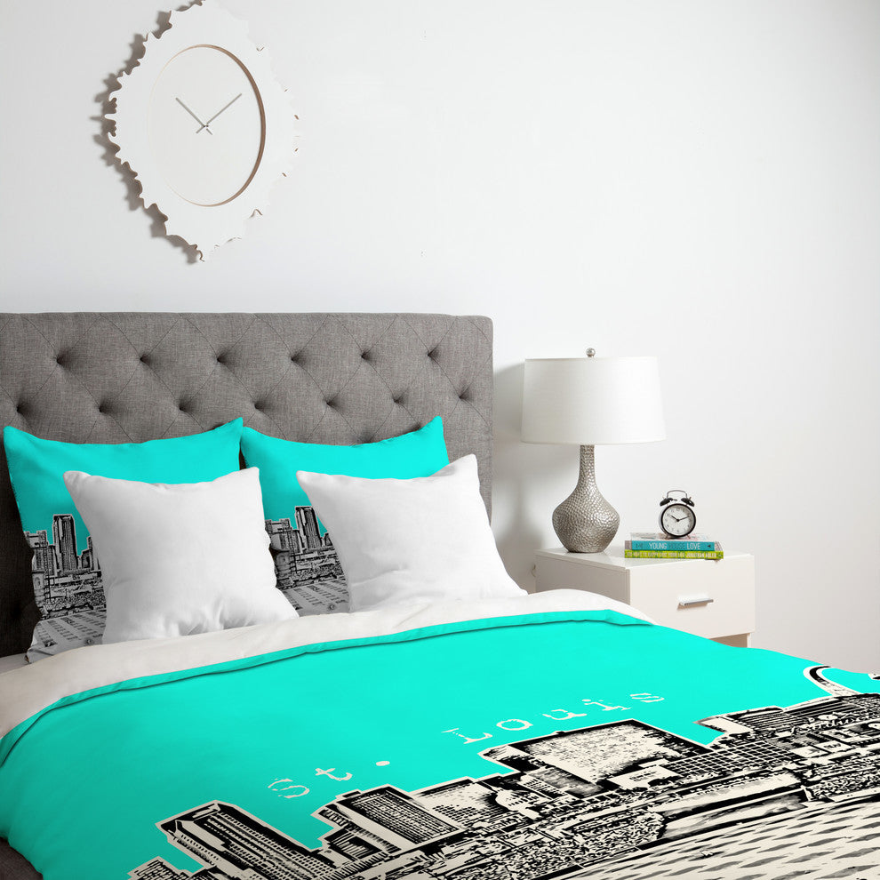 Deny Designs Bird Ave St Louis Aqua Duvet Cover - Lightweight