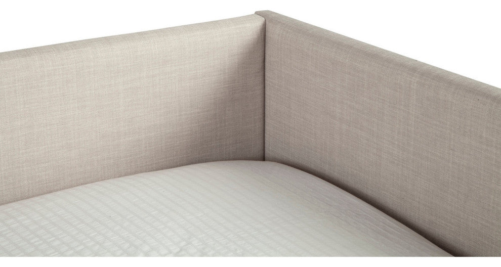 Daybed with Wooden Frame and Fabric Upholstery, Gray