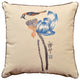 Beige Chinese Linen Bird and Lotus Flower Embroidered Pillow