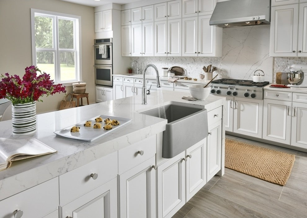 Blanco 402312 Ikon 27"x19" Granite Farmhouse Kitchen Sink, Cafe Brown