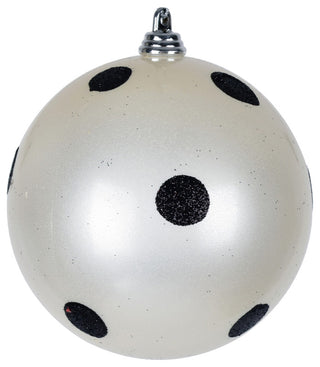 4" White Candy Ball Black Dots 6-Pack