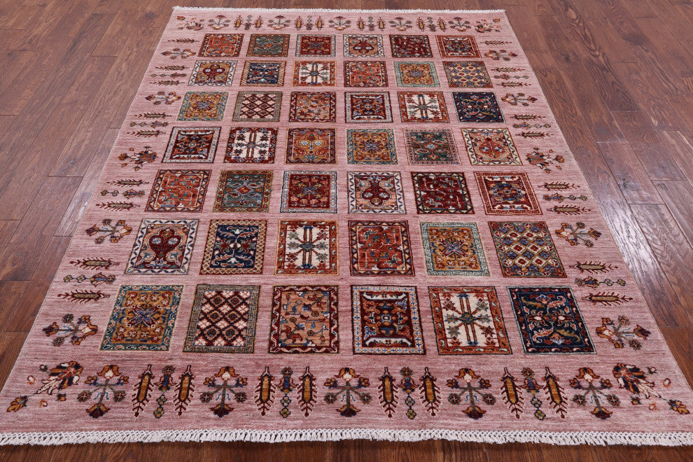 5' 8" X 7' 2" Persian Garden Design Hand Knotted Wool Rug Q11223