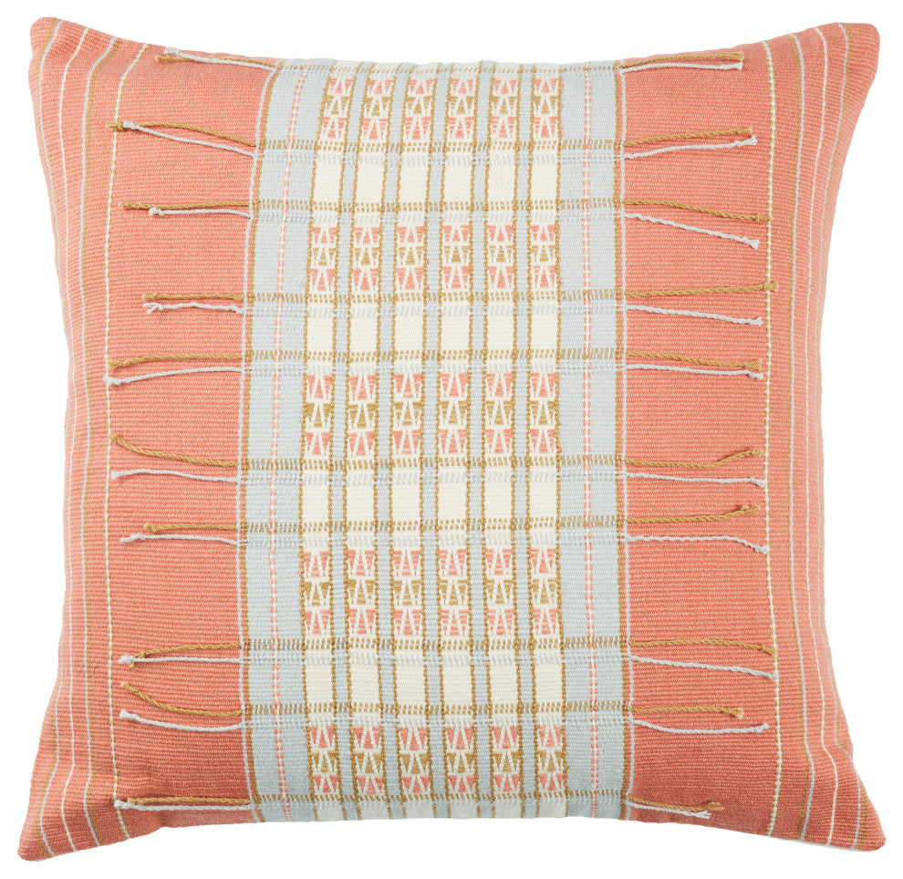Jaipur Living Peren Tribal Coral/Blue Down Pillow 18" Square