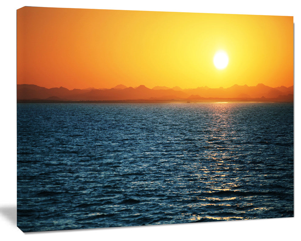 Beautiful River View At Sunset, Large Seashore Canvas Print, 20"x12"