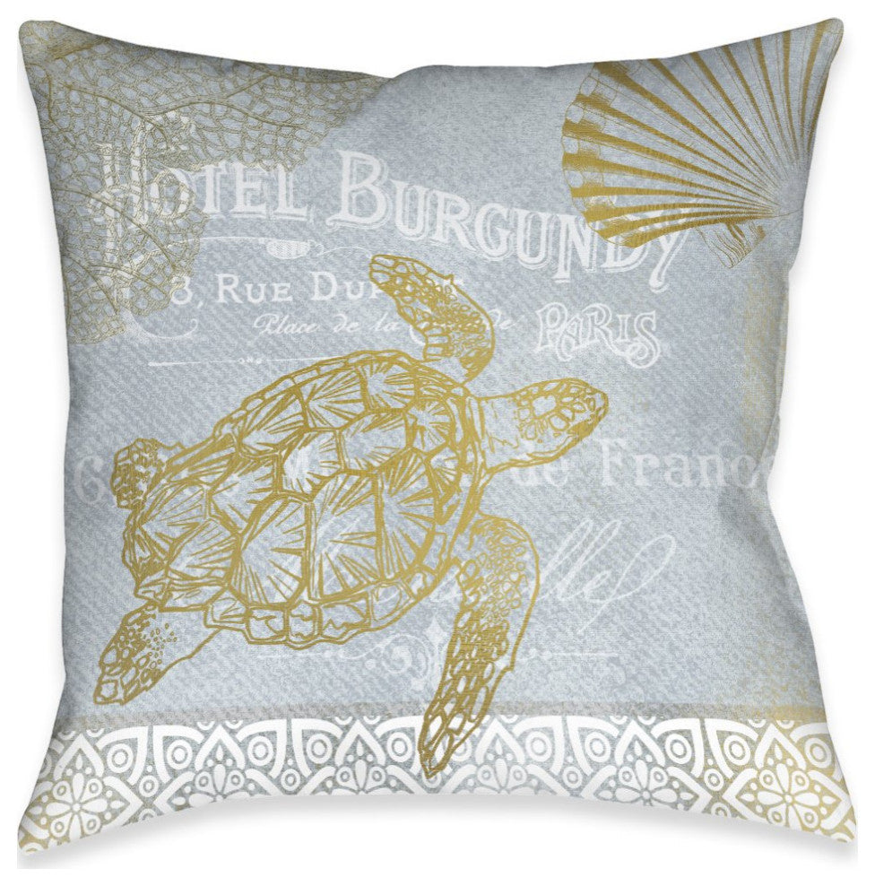 Laural Home Azure Coastal Turtle 18" X 18" Indoor Decorative Pillow