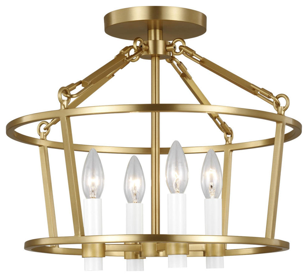 Marston Semi Flush Mount, Burnished Brass