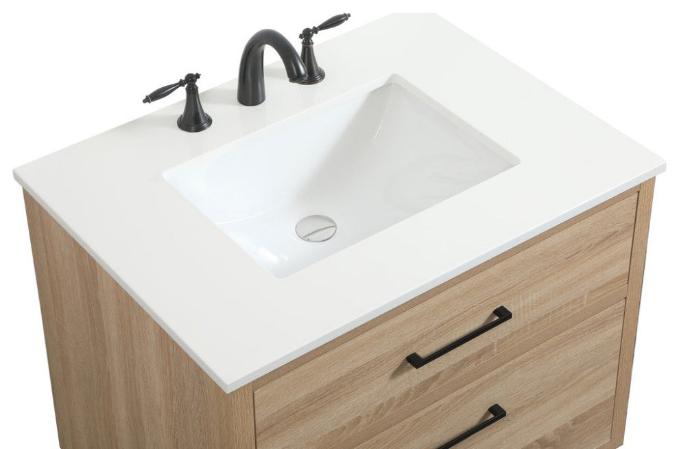 Home Living 22" Midcentury Modern Mango Wood-Light Bathroom Vanity