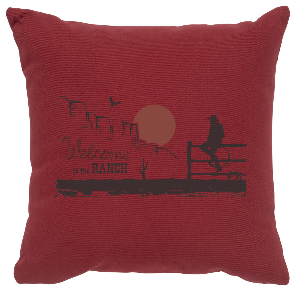 Image Pillow 16x16 Welcome Ranch Cotton Brick