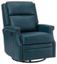 Genuine Leather Swivel Rocker Recliner, Turquoise