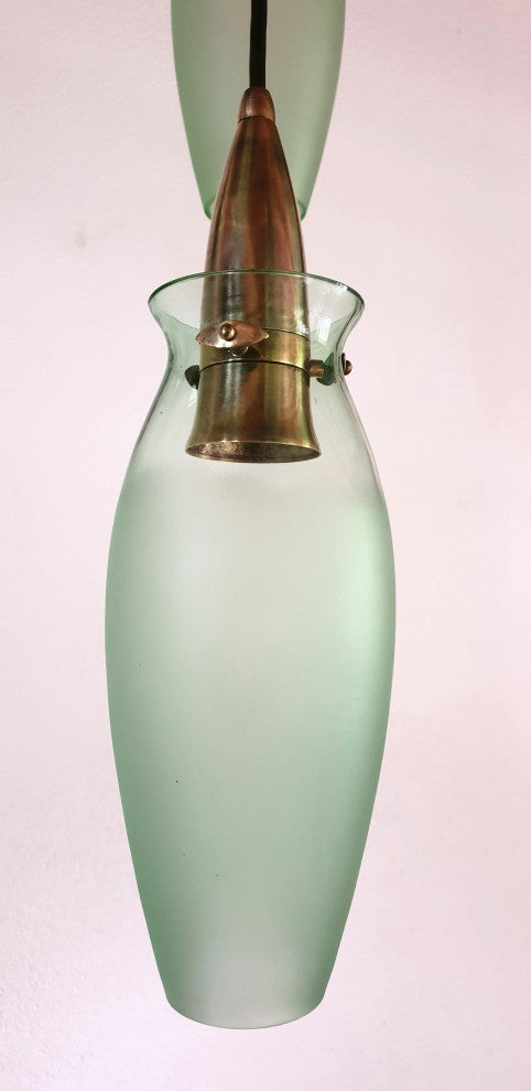 Brass and Glass Italian Mid-Century Modern Flush Mount, Arredoluce