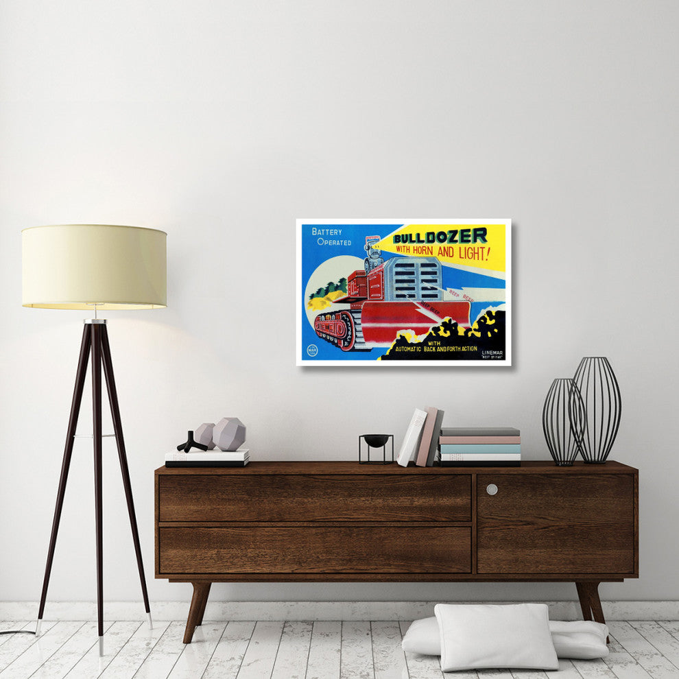 "Battery Operated Bulldozer with Horn and Light" Print by Retrotrans, 38"x26"