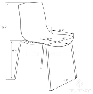 Leisuremod Astor Plastic Dining Chair With Chrome Base, Transparent Orange
