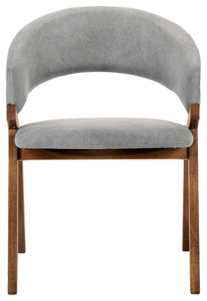 Arcadia and Talulah Round and Wood 5-Piece Dining Set, Gray and Walnut, 48"