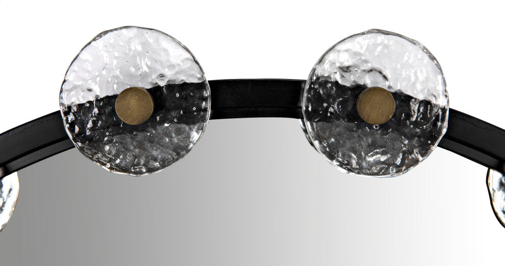 Moira Mirror With Glass Details, Black Metal