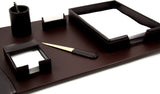 6-Piece Brown Leather Desk Set
